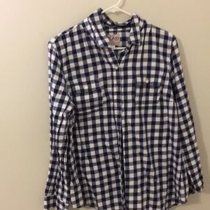 blue and white flannel